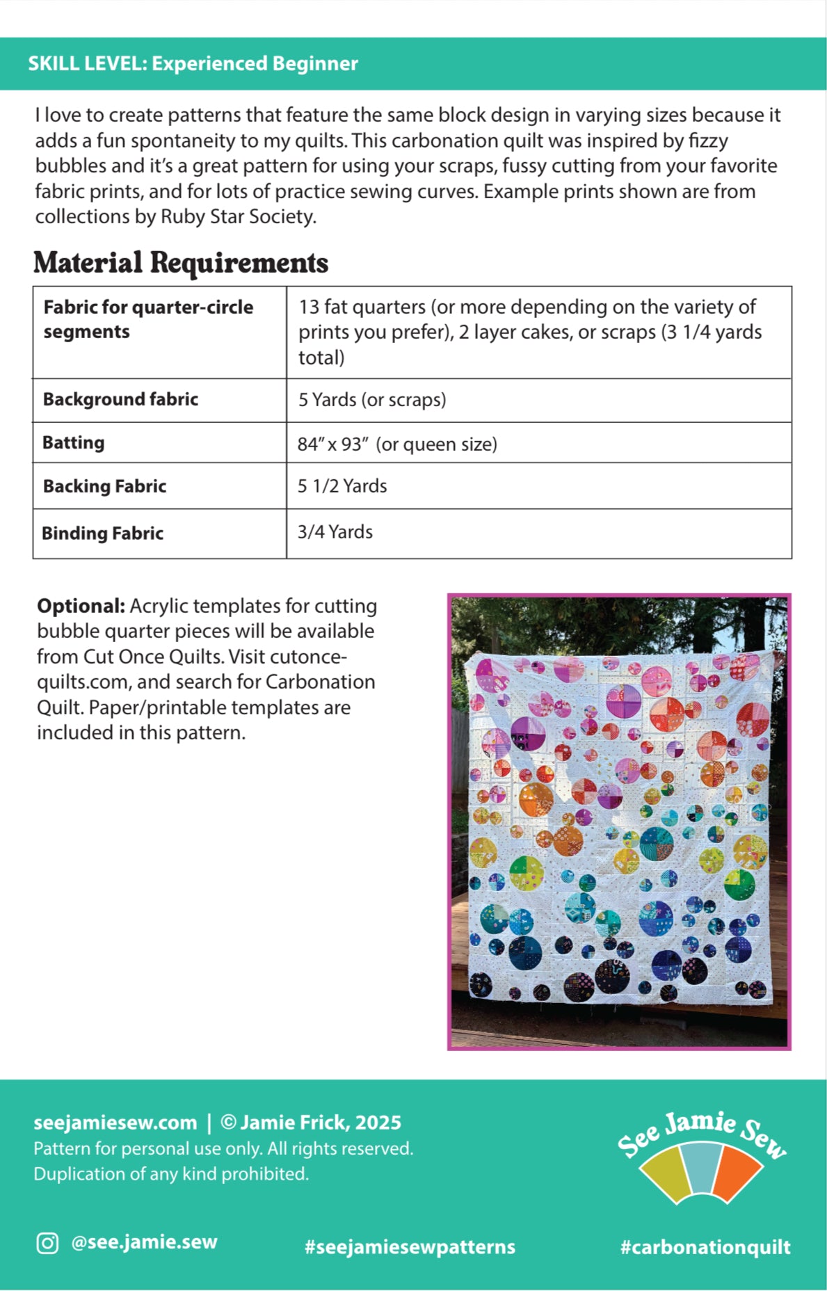 Carbonation Quilt Pattern (PDF)