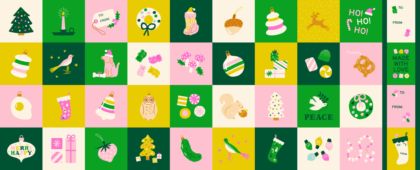 Merry Happy - Panel in Verdant