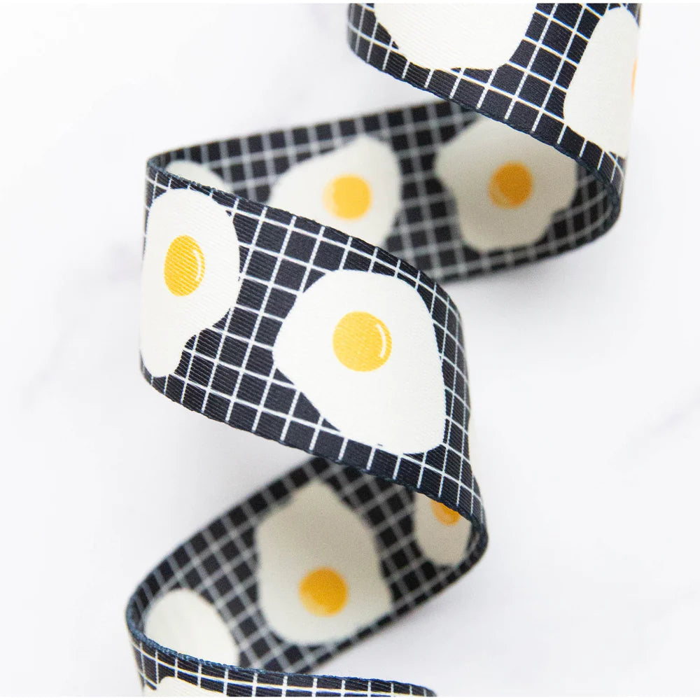 Webbing - Fried Eggs in Black 1.5" Wide