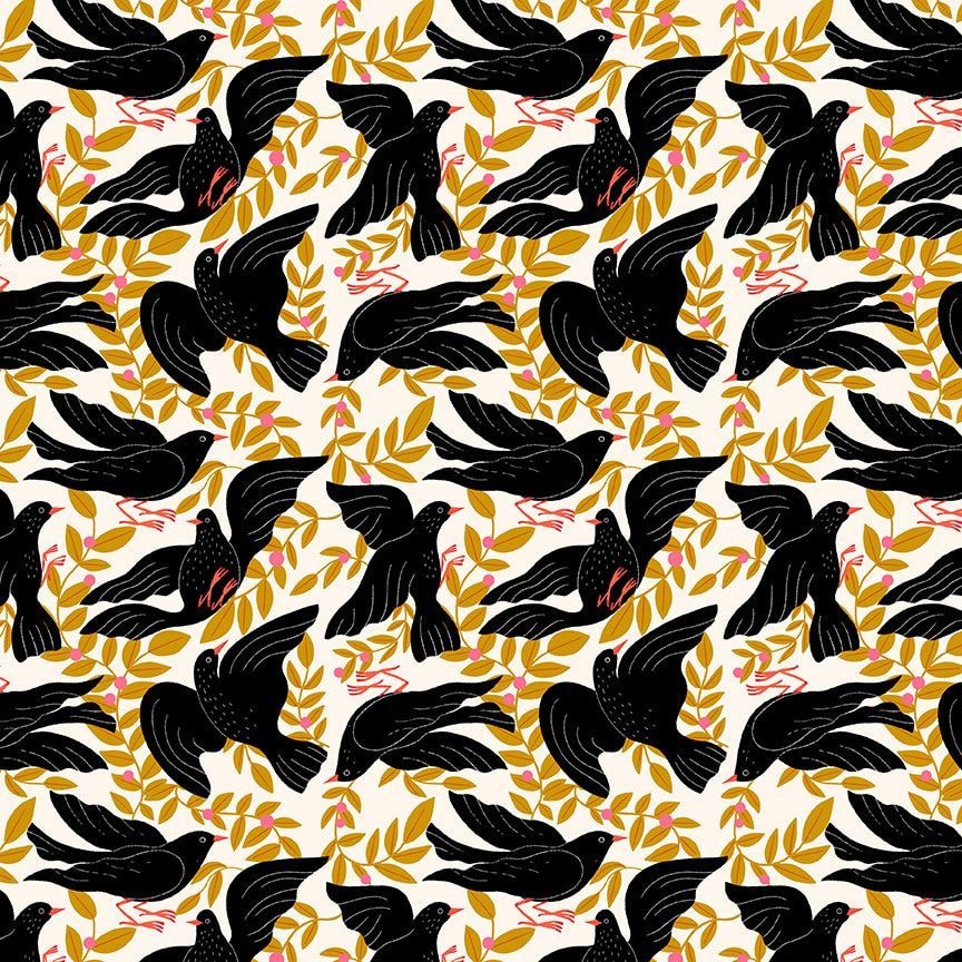 Flora & Fauna: Birds in Vanilla (1/4 Yard)