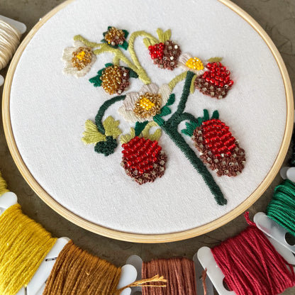 Embroidery & Beadwork Kit - Strawberry Blossom