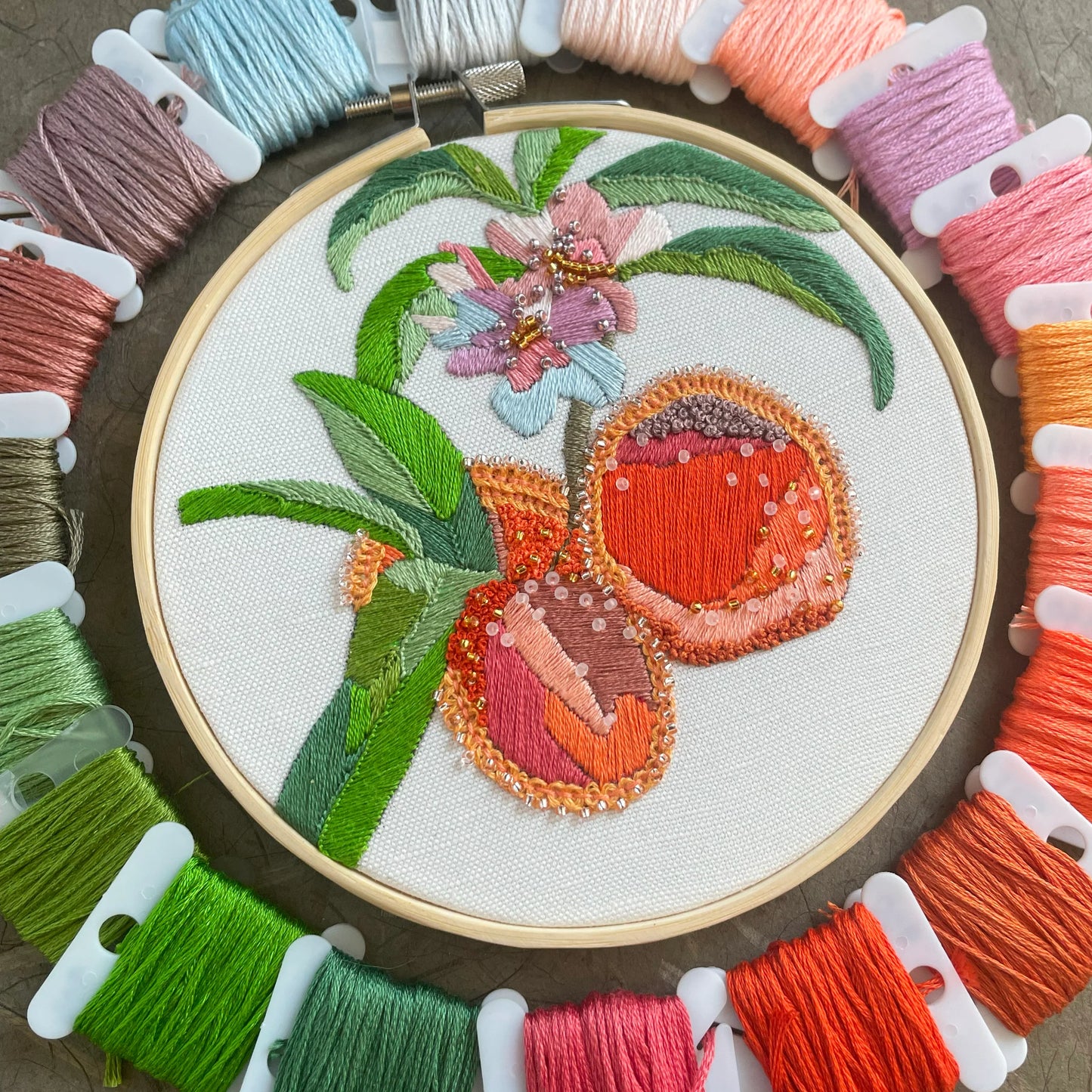 Embroidery & Beadwork Kit - Peach Blossom