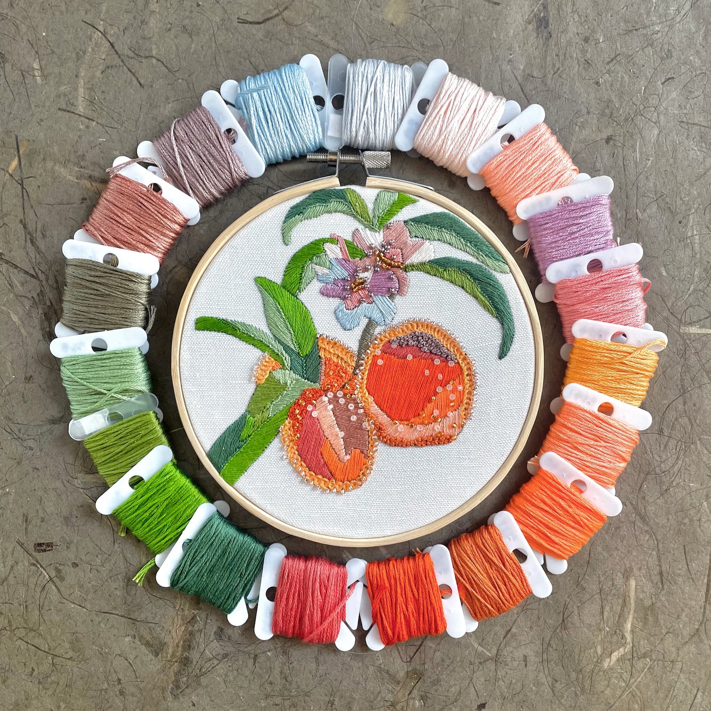 Embroidery & Beadwork Kit - Peach Blossom