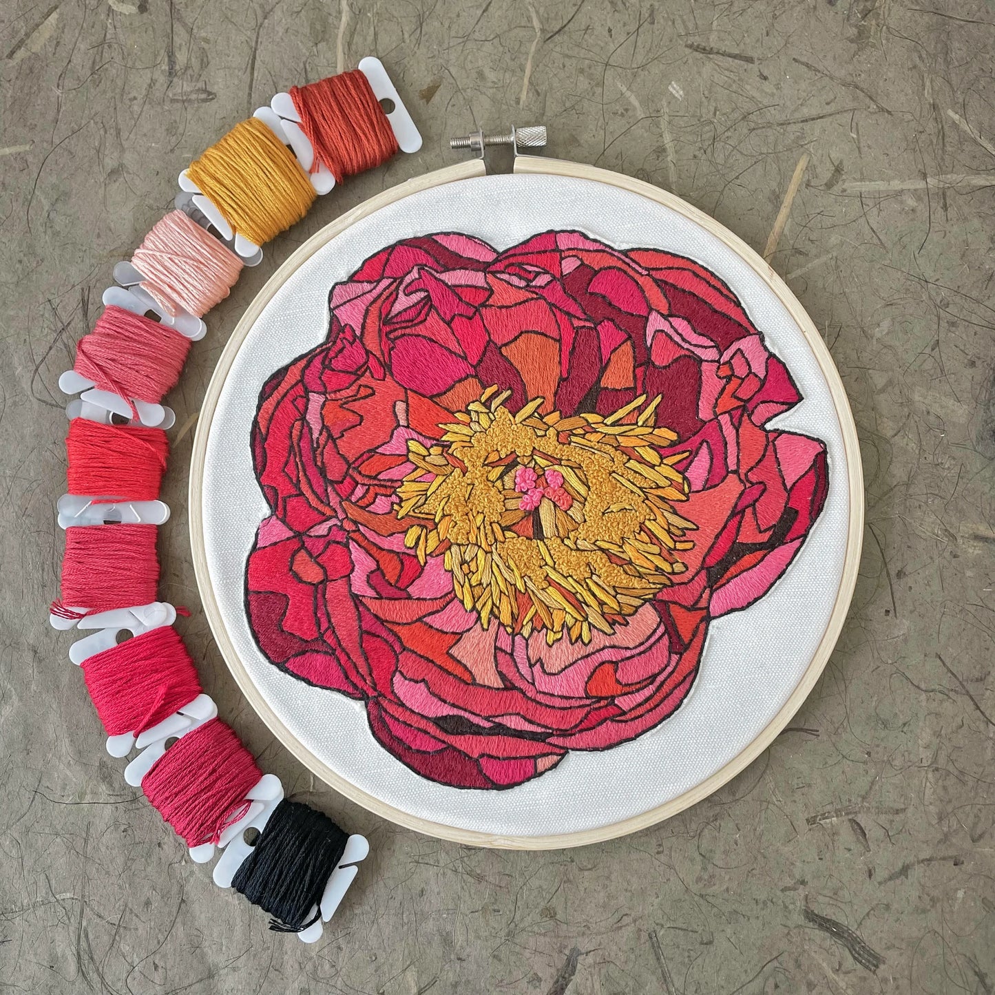 Embroidery & Beadwork Kit - Peony