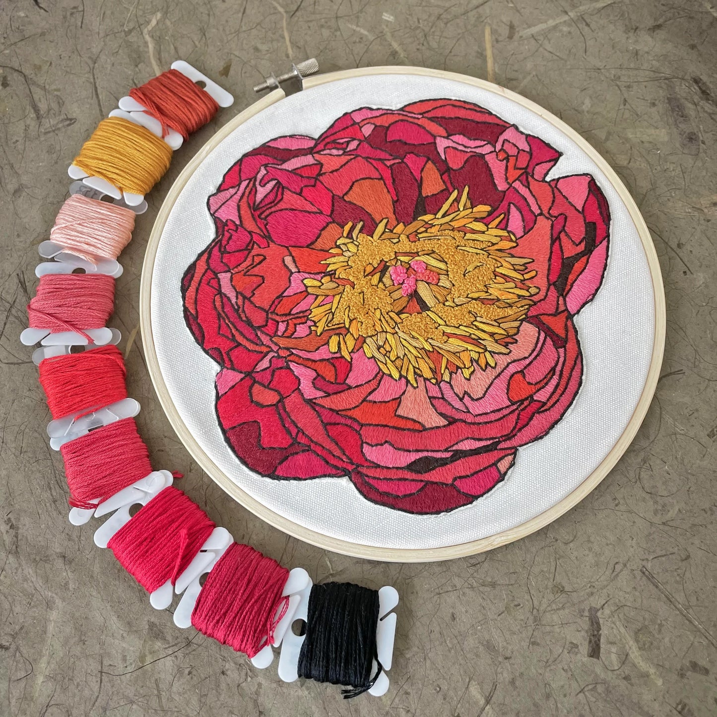 Embroidery & Beadwork Kit - Peony