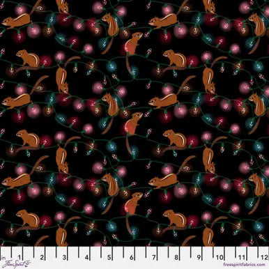 Woodland Holiday: Chipmunks & Lights in Black