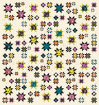 Colorful star pattern quilt with a beige background