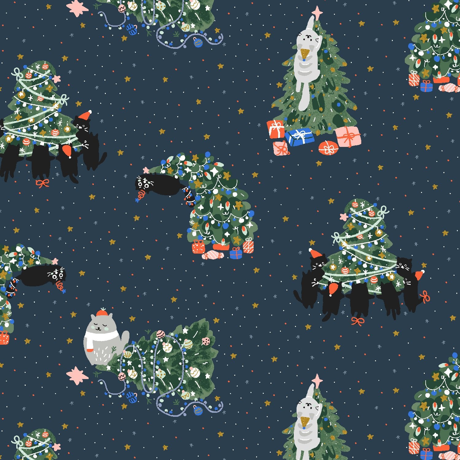 Twas the Night Before Catmas: Rockin Around the Catmas Tree in Evening Sky