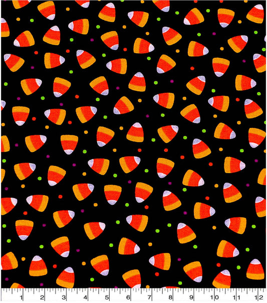 Sweet Candy Corn Fabric in Black