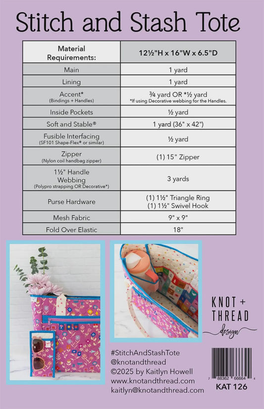 Bag Pattern - Stitch and Stash Tote (Printed)
