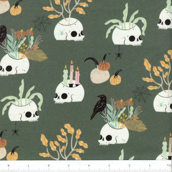 Harvest Moon: Skulls in Hedge (1/2 Yard)