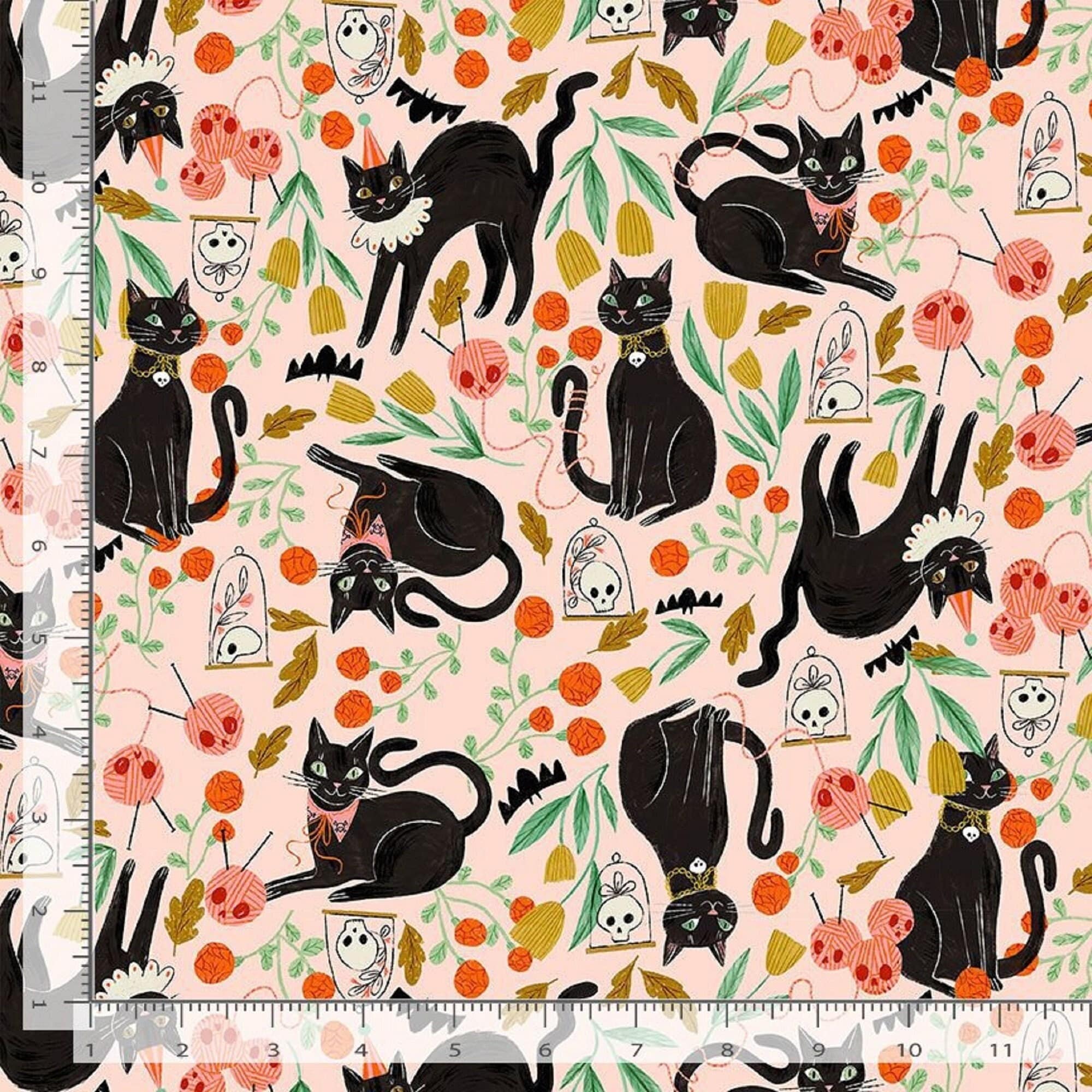 Boo: Creepy Cats in Creampuff (1/4 Yard)