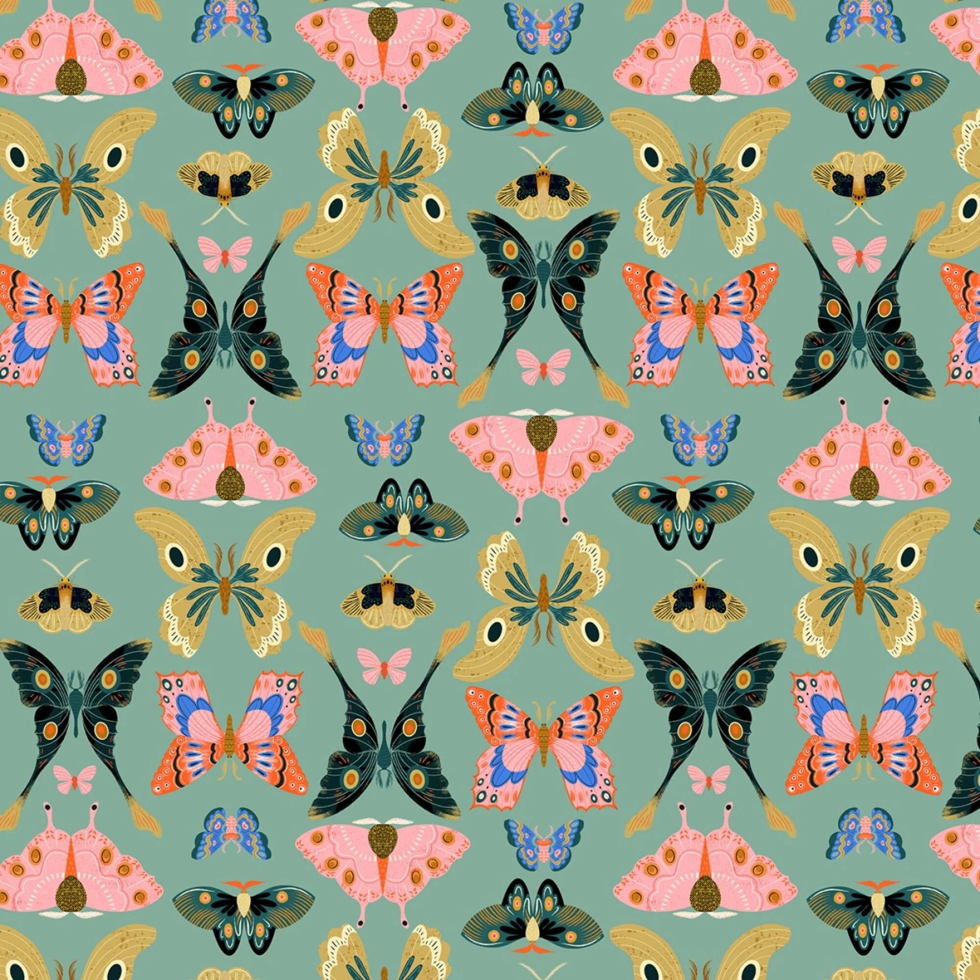 Flora & Fauna: Butterflies in Pasture (1/4 Yard)