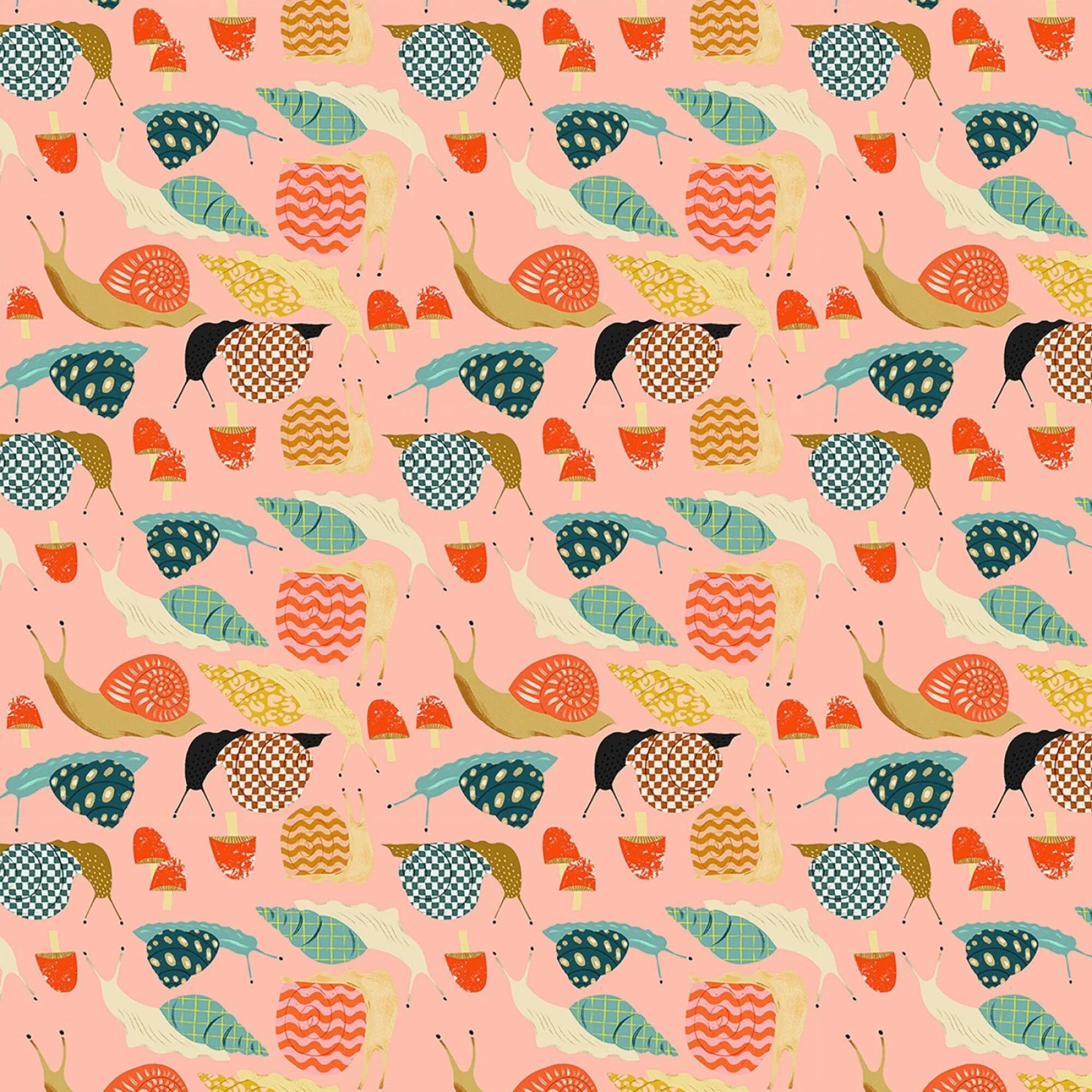 Flora & Fauna: Snails in Peach (1/4 Yard)