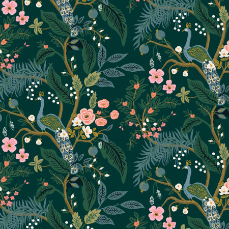 Vintage Garden: CANVAS Peacock in Hunter