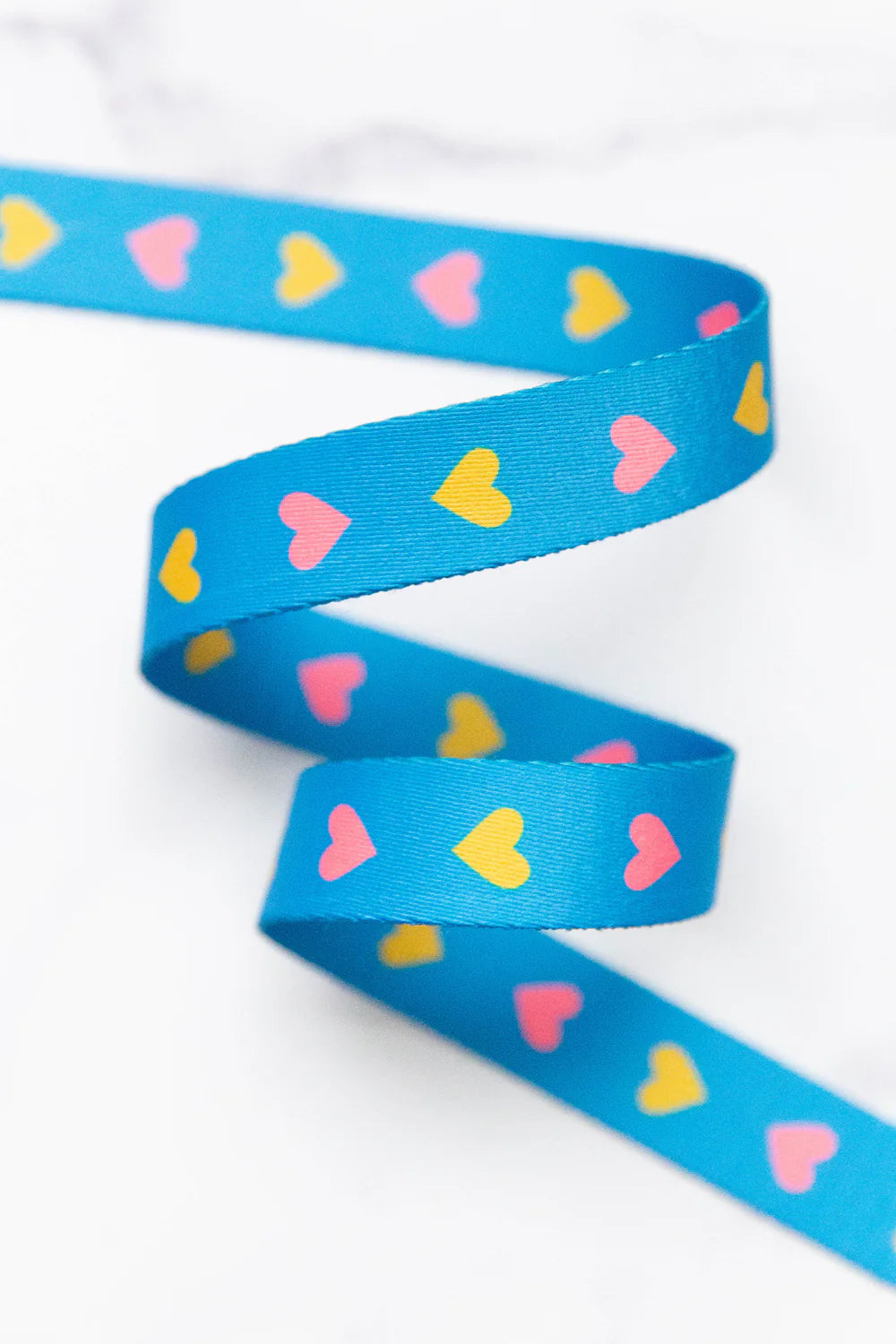 Webbing - Hearts in Bright Blue 1" Wide