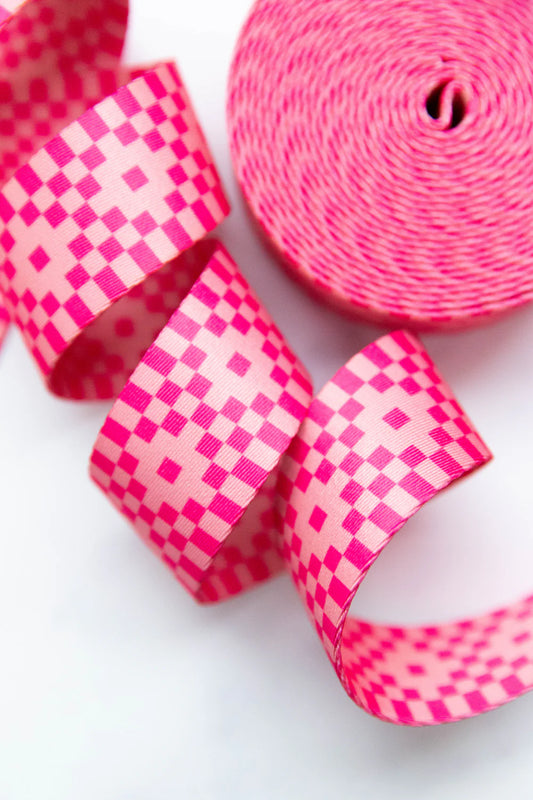 Webbing - Bitmapped in Neon Pink 1.5" Wide